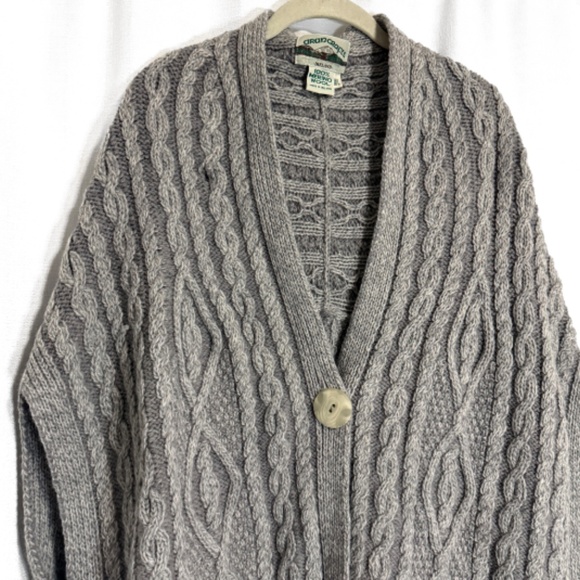 Vintage Arancrafts Ireland Heathered Gray Chunky Knit Poncho Cardigan Size M/L - Picture 2 of 9